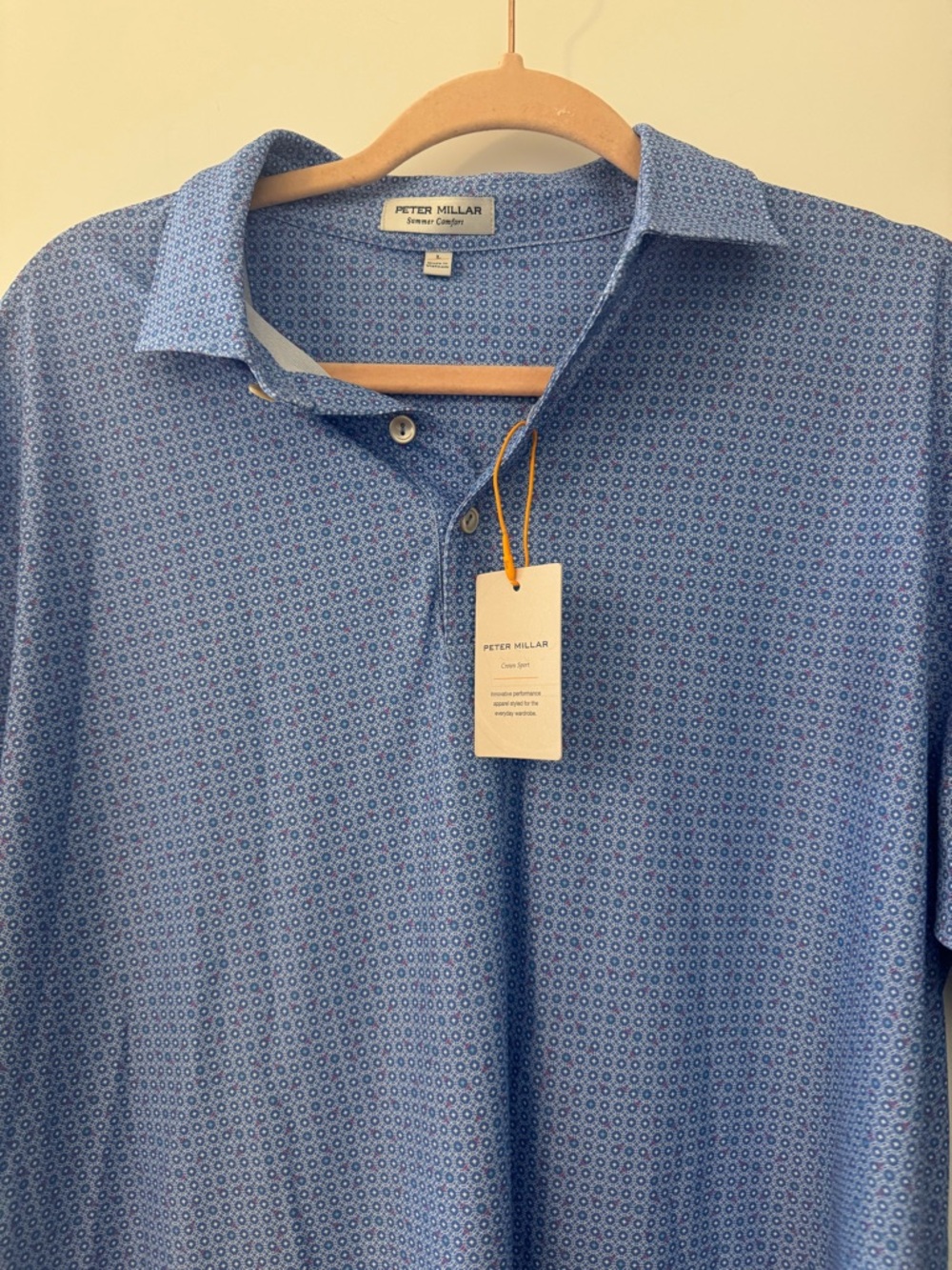 Peter Millar Blue Micro-Print Polo Shirt - Never used
